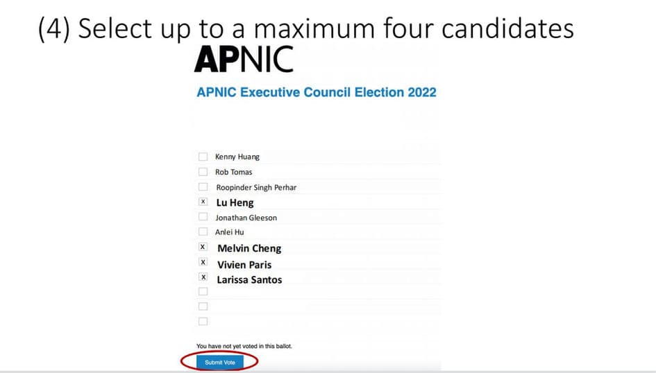 (4) Select up to a maximum four candidates